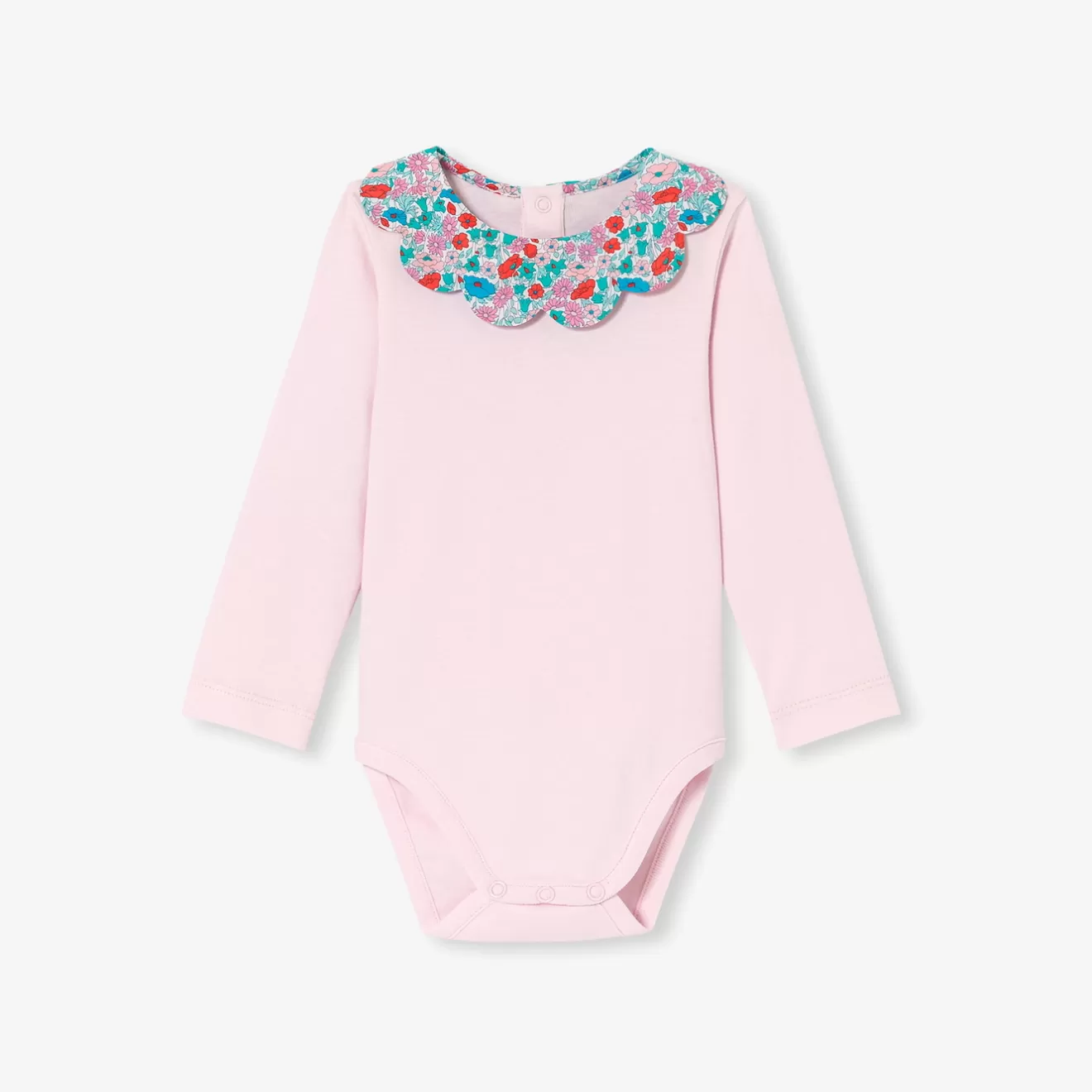 Jacadi Bodysuits | Baby girl bodysuit with Liberty fabric collar