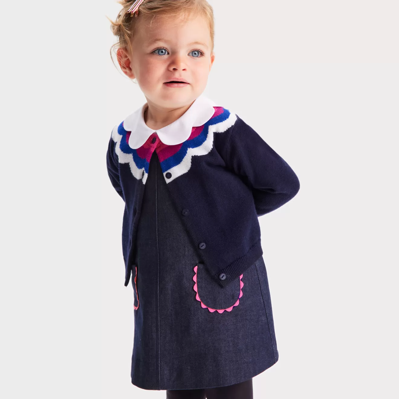 Jacadi Dresses | Baby girl denim pinafore dress