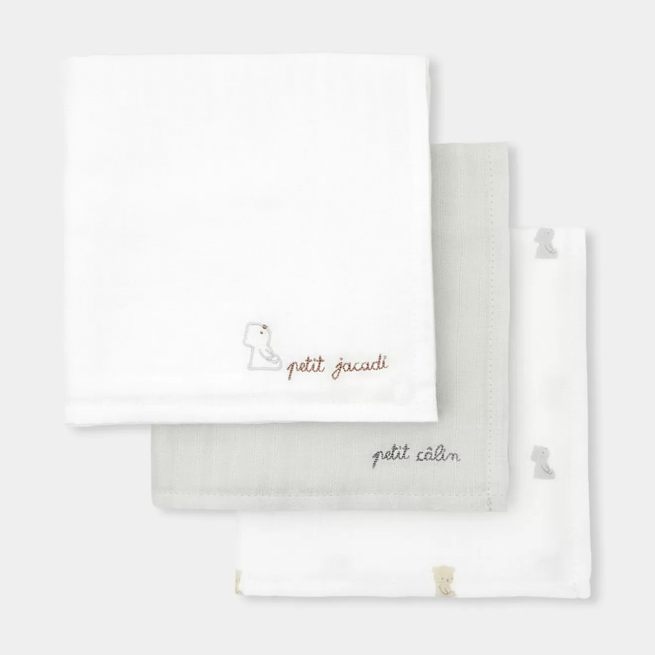 Jacadi Bibs And Swaddling Cloths | Set of 3 nappies