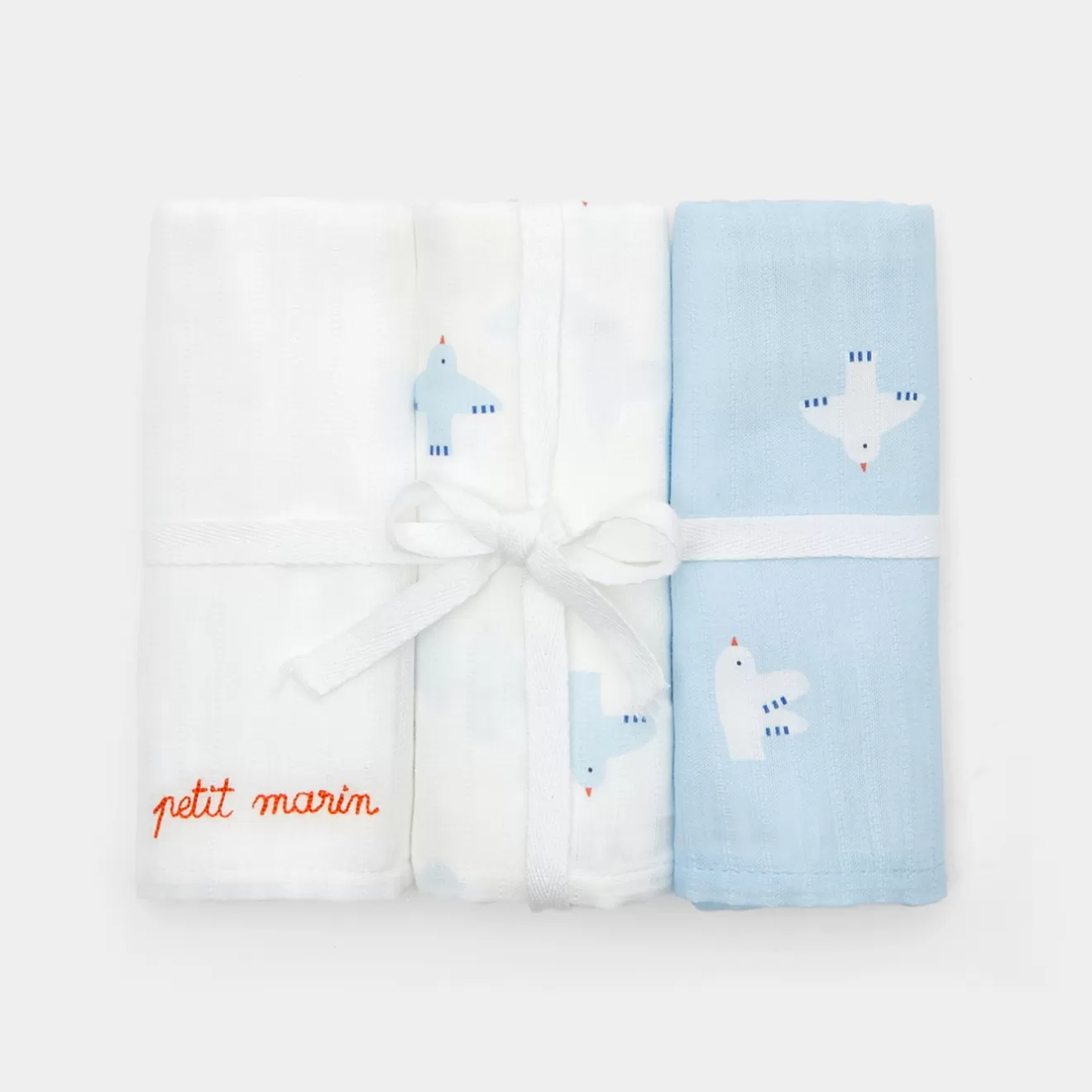 Jacadi Bibs And Swaddling Cloths | Set of 3 swaddling cloths